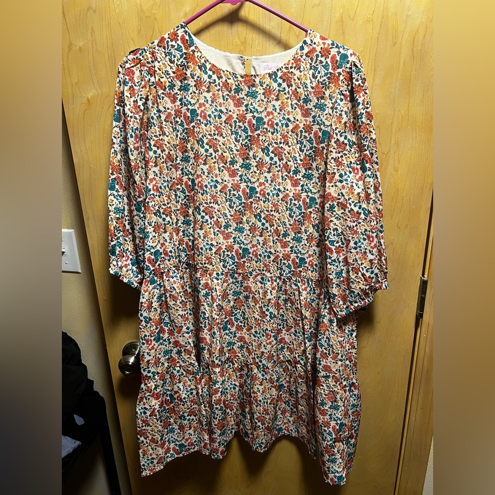 Pink Lily Floral Multicolor Dress
